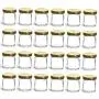 Bocal en verre miniature de 24 pièces, 1,5 oz, avec couvercle doré – Fabriqué aux États-Unis – Idéal pour les confitures, le miel, les cadeaux de mariage, les cadeaux de douche. Bocal en verre miniature de 24 pièces, 1,5 oz, avec couvercle doré – Fabriqué aux États-Unis – Idéal pour les confitures, le miel, les cadeaux de mariage, les cadeaux de douche.
