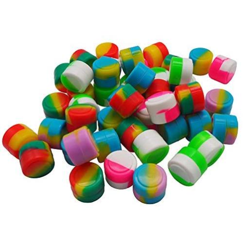 YHSWE 100Pcs 2ml Non-stick Silicone Oil Kitchen Concentrate Container Mini Round Multi Use Storage Jar Assorted Random Color