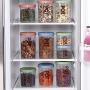 Plastic Storage Jars Airtight With Non-Slip Top Cover,Stackable Food Storage Containers With Scale,Cereal Storage Containers Set,Multifunction,Good Sealing,Blue-700MLx2+900MLx2+1200ML
