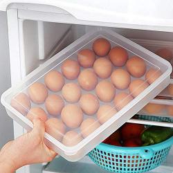 HOMELUNY Pack of 2 Egg Box Refrigerator Storage Box Kitchen Plastic Storage Jars Large with Lids for Candy, Cookie, Rice, Sugar,Flour,Snacks Keeping Food Dry & Fresh