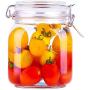 Tree House Food Storage Canisters Round Pot, Square Glass Storage jar Member Mason jar Stainless Steel Clasp Clip-E 1000ml