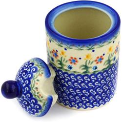 Polish Pottery 6-inch Jar with Lid with Opening (Spring Flowers Theme) + Certificate of Authenticity
