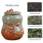 European Food Storage Containers with Lids Small Creative Airtight Container Tea Canister Jars Ceramic Porcelain,Kitchen Decor,Pantry Organization and Storage for Tea Coffee 14x18cm Brown