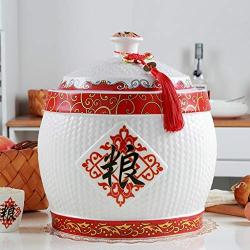 Food Storage Containe Sealed Storage Tank, Ceramic Rice Cylinder With Lid, Large Capacity Cat And Dog Food Storage Bucket, Chinese Style Design, Holiday Gifts (Color : White, Size : 24x16cm)