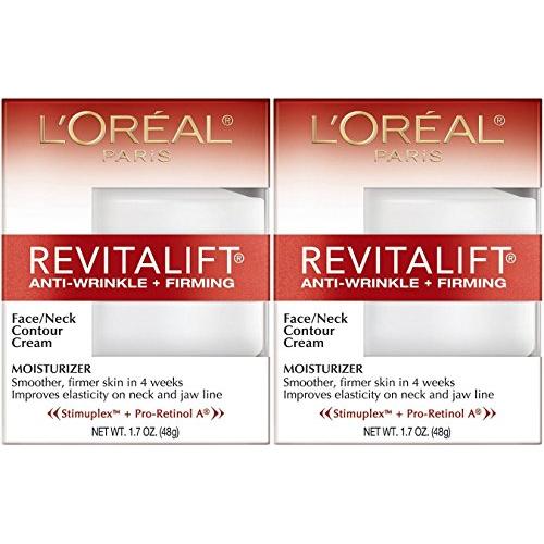 LOreal Paris RevitaLift Anti-Wrinkle + Firming Face & Neck Contour Cream, 1.7 Fluid Ounce (Pack of 2)