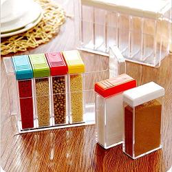 1Pcs Spice Jar Seasoning Box Kitchen Spice Rack Spice Storage Bottle Jars Transparent Salt Pepper Cumin Powder Box Tool,Color