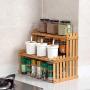 Dygzh Seasoning Rack Spice Rack 2 Layer Bamboo Spice Rack Free Standing Height Adjustable Kitchen Countertops Organizer Spice Jar and Bottle Storage Freestanding Spice Rack