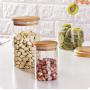 Bamboo Flower Tea Jar Moisture Proof Grains Storage Glass Canister Food Storage Bottle,L