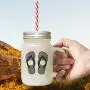 Green Slipper Image Frosted Glass Mason Jar With Straw Green Slipper Image Frosted Glass Mason Jar With Straw
