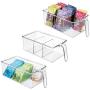 mDesign Plastic Kitchen Pantry Cabinet Refrigerator Food Storage Organizer Bin Holder with Handle - for Organizing Individual Packets, Snacks Food, Produce, Pasta - Medium, 3 Pack - Clear