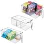 mDesign Plastic Kitchen Pantry Cabinet Refrigerator Food Storage Organizer Bin Holder with Handle - for Organizing Individual Packets, Snacks Food, Produce, Pasta - Medium, 3 Pack - Clear