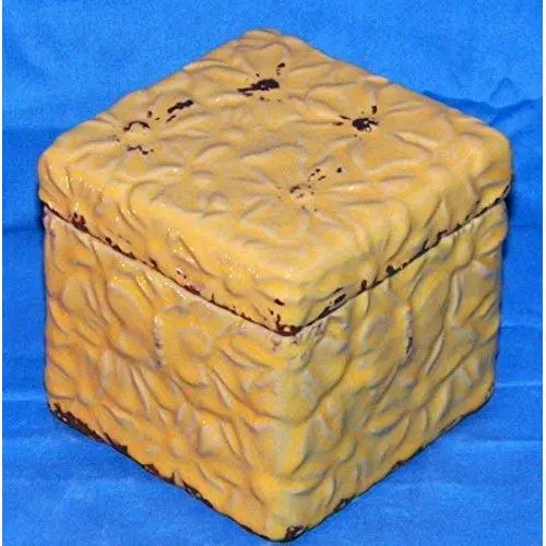 NEW CERAMIC YELLOW BUTTERFLY FLOWER APOTHECARY CANDY JAR STORAGE BOX CONTAINER