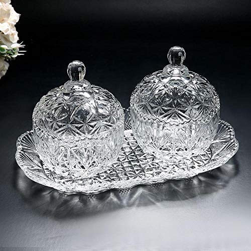 Yl Ly Crystal Candy Jar With Lid Candy Jar Creative With Lid Candy Jar Tray Fruit Candy Bucket Storage Jar 3 Piece Set Diamond Transparent3