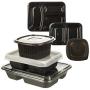 EG Homeware 5-100 Microwave Hot Cold Food Takeaway Containers 1 2 3 Compartments With Lids (5, 1 Compartment)