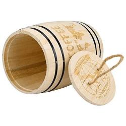 BiuBuy Airtight Coffee Canister, Coffee Wooden Container, Coffee Bean Container Wooden For Coffee Beans Grounds (Khaki)