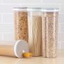 3 Pcs Spaghetti Container Storage,Pasta Canister Cereal Noodle Rice Container,Transparent sealed plastic can (Light blue cover)