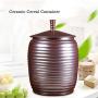 Ceramic Pottery Cereal Containers Canister Cookie Jar With Lids, Airtight Food Storage Containers Bins Large For Kitchen Pantry Organization Flour Rice Candy Bulk, 15L, 27x42cm (Color : Brown)