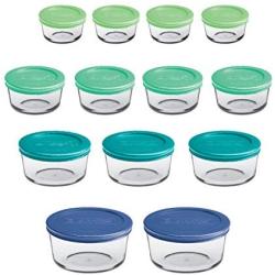 Anchor Hocking Classic Glass Food Storage Containers with Lids, Mixed Blue, 26-Piece Set