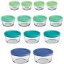 Anchor Hocking Classic Glass Food Storage Containers with Lids, Mixed Blue, 26-Piece Set