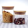 BESTONZON Clear Glass Jar Food Storage Container with Wooden Lid for Loose Tea, Coffee Bean, Sugar, Salt