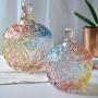 Multi-purpose Candy Jar, Retro Food Jewelry Storage Box With Lid Colorful Glass Spice Pots-small