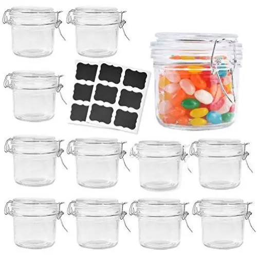 Bouteilles en verre Betrome 8 oz avec joint en caoutchouc, petits contenants en verre à couvercle rabattable pour cuisine, salle de bain, rangement polyvalent (12 pièces) Bouteilles en verre Betrome 8 oz avec joint en caoutchouc, petits contenants en verre à couvercle rabattable pour cuisine, salle de bain, rangement polyvalent (12 pièces)