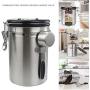 Kitchen Stainless Steel Hermetic Coffee Jar,Measuring Spoon Included,Vacuum Stainless Steel Coffee Container with Date Tracker,Exhaust Switch