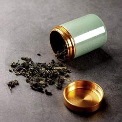 Ifever Chinese Mini Travel Ceramic Tea container Canister Porcelain Tea Caddy for Loose Tea, Tea Bags