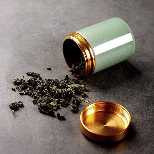 Ifever Chinese Mini Travel Ceramic Tea container Canister Porcelain Tea Caddy for Loose Tea, Tea Bags