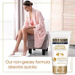 Gold Bond Ultimate Softening Foot Cream with Shea Butter, Leaves Rough, Dry, Calloused Feet, Heels, and Soles Feeling Smoother and Softer, Includes Vitamins A, C, E, and Silk Amino Acids, 4 Ounce