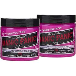 Manic Panic Cotton Candy Pink Hair Dye - Classic High Voltage - (2PK) Semi Permanent Hair Color - Glows in Blacklight - Bright, Cool-toned Pink Shade - Vegan, PPD & Ammonia-Free