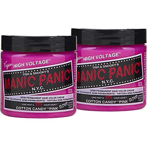 Manic Panic Cotton Candy Pink Haarfarbe - Klassische High Voltage - (2er-Pack) Halbpermanenter Haarfarbe - Leuchtet im Dunkeln - Helle, Kühltonige Rosatönung - Vegan, PPD & Ammoniakfrei