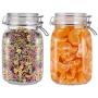 UPKOCH BESTONZON 2PCS Food Storage Containers 1.5L Airtight Glass Storage Jars with Leak Proof Silicone Gasket and Clip Top Lid for Storing Sauce Beverage Tea Candy Rice Millet