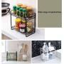 Wrought Iron Double Seasoning Bottle Rack Kitchen Countertop Seasoning Jar Storage Rack Kitchen Storage Rack (Color : Black)