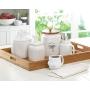 Mason Jars With Lid, Cork Lid White Mason Jar Kitchen Decor Storage - Glass