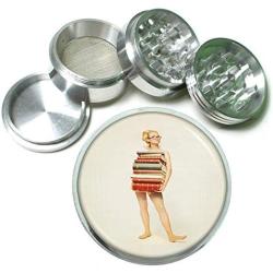 Sexy Bookworm Vintage Calendar Girl Aluminum Tobacco Herb Spice Grinder