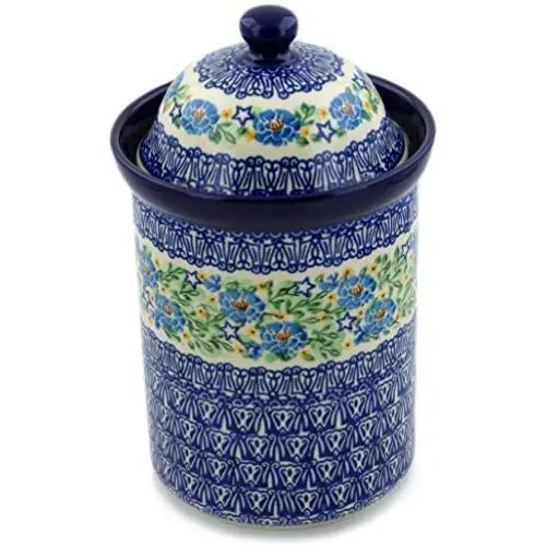 Polish Pottery 10?-inch Jar with Lid made by Ceramika Artystyczna (Royal Roses Theme) Signature UNIKAT + Certificate of Authenticity Polish Pottery 10?-inch Jar with Lid made by Ceramika Artystyczna (Royal Roses Theme) Signature UNIKAT + Certificate of Authenticity