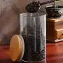 Glass Jars With Bamboo Cover Mini Coffee Sugar Tea Canister Cereal Dispenser Bottle Glass Jars Sealed Storage Tank,25X10Cm 1800Mlx2