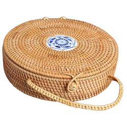 Chinese Style Handmade Tea Storage Box Rattan Basket Dessert Container Case