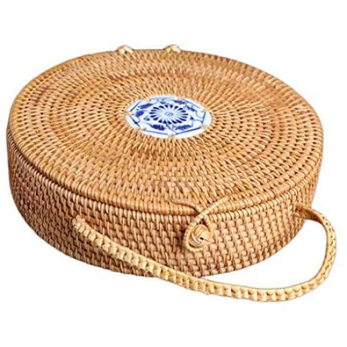 Chinese Style Handmade Tea Storage Box Rattan Basket Dessert Container Case