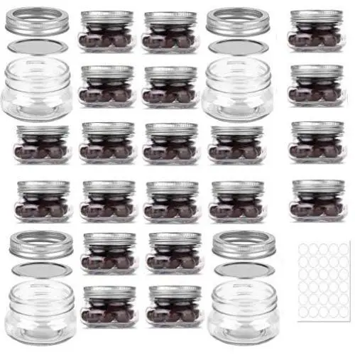 24 Pots en Verre Mason de 4 oz avec Couvercles Argentés Réguliers et Anneaux, Idéal pour Confitures, Miel, Cadeaux Mariage, Cadeaux Douches, Aliments Bébé, Pots Magnétiques DIY, 24 Étiquettes Whiteboard Inclus 24 Pots en Verre Mason de 4 oz avec Couvercles Argentés Réguliers et Anneaux, Idéal pour Confitures, Miel, Cadeaux Mariage, Cadeaux Douches, Aliments Bébé, Pots Magnétiques DIY, 24 Étiquettes Whiteboard Inclus