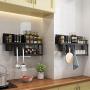 LYNNTLJ Wall Mounted Spice Racks,2-Tier Space Aluminum Kitchen Spice Holder,for Spice Jar and Bottle Storage,Space-Saving/Black / 59.2x12.5x28.8cm