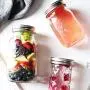 Glasbehälter mit Stroh-Canner, Glashaue für Smoothies, mit Deckeln zum Trinken und Lagern, wiederverwendbarer Behälter für Saft, Milch, Großpackungen, Kaffee, runder und quadratischer Glasbehälter (Set 1)