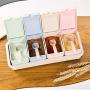 KNUPFMTI 4 Piece Seasoning Box Seasoning Rack Pots Storage Container Condiment Jars Cruet with Cover and Spoon