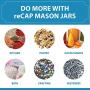 reCAP Mason Jars Lid FLIP Cap, Regular Mouth, Silver ? 4 Pack ? BPA-Free, American Made Ball Mason Jar Lids for Preparing, Serving and Storage, Spill Proof and Made with Safe, No-Break Materials