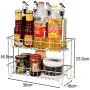 Spice rack - kitchen double layer stainless steel organizer shelf, condiment, bottle, jar storage rack