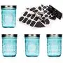 Collection de 4 bocaux en verre Ball Mason de 16 oz Bleu Azur avec EhomeA2Z 62 Stickers de Tableau Blanc Réutilisables Premium + 2 Gros Marqueurs Effaçables (16 oz Bouche Large, Bleu Azur) Collection de 4 bocaux en verre Ball Mason de 16 oz Bleu Azur avec EhomeA2Z 62 Stickers de Tableau Blanc Réutilisables Premium + 2 Gros Marqueurs Effaçables (16 oz Bouche Large, Bleu Azur)