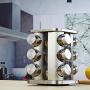 DUDDP Storage Spice lar set Rotating Spice Rack,Thicken Bottom, Stainless Steel Spice Rack,For 12 Spice Jars With Lids,Free Standing Spice Rack Organiser With Kitchen Storage Jars For Spice