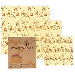 MMTX Biodegradable Beeswax Wraps Assorted 3 Pack Eco Friendly Reusable Food Wraps Sustainable Plastic Free Food Storage for Sandwich Cheese Fruit Bread Snacks - 1 Small, 1 Medium, 1 Large