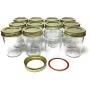 8 oz Mason (Jelly) Half Pint Glass Jars with Gold 2-piece Metal Lids by Richards Packaging 12 Pack for Canning Tapered Sides